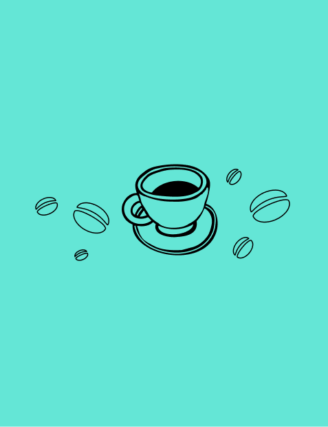 a drawing of a cup of coffee on a saucer